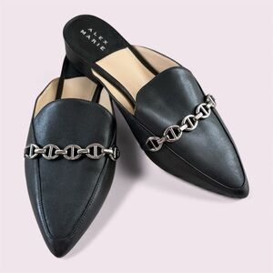 Alex Marie Black Chain Detail Women's Mules